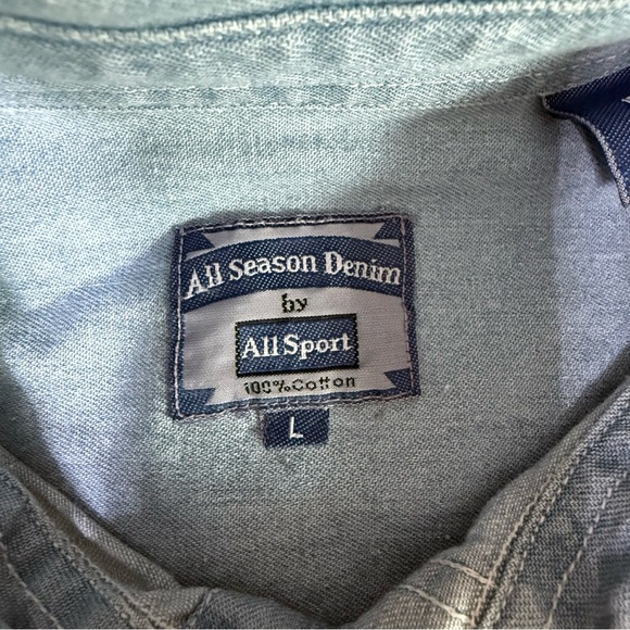 Allsport Denim Jean Shirt Size Large Longsleeve  Women Snowman Applique Granny - Picture 4 of 10